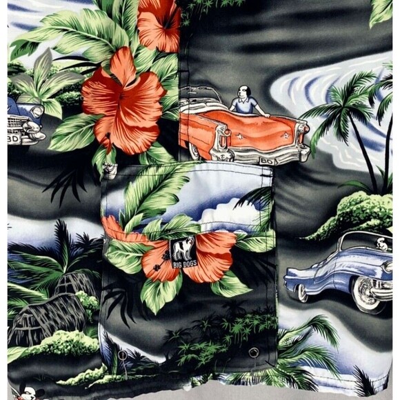 Big Dogs Tropical Print Swim Trunks - Black and Green - Picture 3 of 13